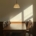 Warm afternoon light falling across a wooden table and chairs in a quiet room