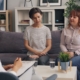 Small group therapy in residential treatment session with a facilitating clinician