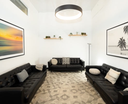 Calm peaceful residential mental health treatment setting representing the safe, structured environment of inpatient care
